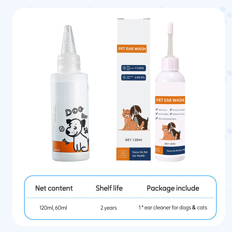 🐾 Limpiador de Oídos para Mascotas – Fórmula Suave con Aloe Calmante para Perros y Gatos, Previene Infecciones y Malos Olores 🌿👂