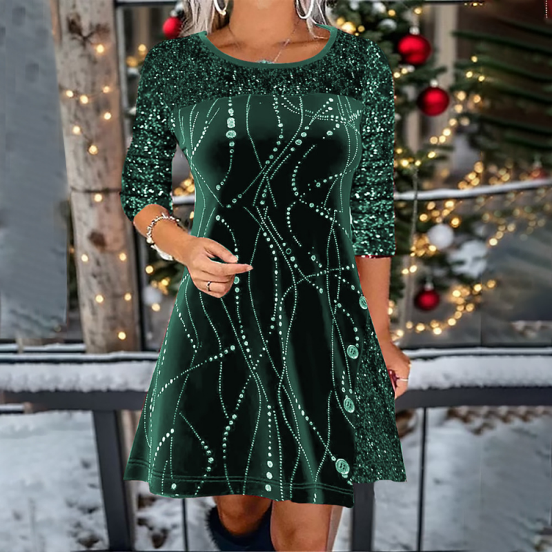 ✨ Vestido Elegante de Lentejuelas Corte A para Mujer   Brillo Sofisticado para Fiestas y Eventos Especiales 💃✨