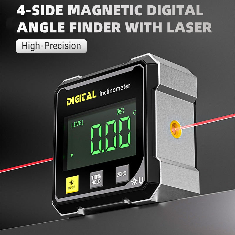📐🔦 Buscador de Ángulos Digital Magnético de 4 Lados con Láser — Medición Precisa y Rápida ⚡🧲