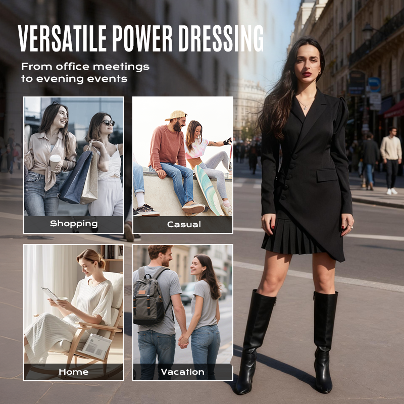 ✨👗 Vestido Mini Tipo Blazer con Botones y Plisado – Elegancia Moderna y Estilo Ejecutivo para Destacar en Cualquier Ocasión 💼🌟