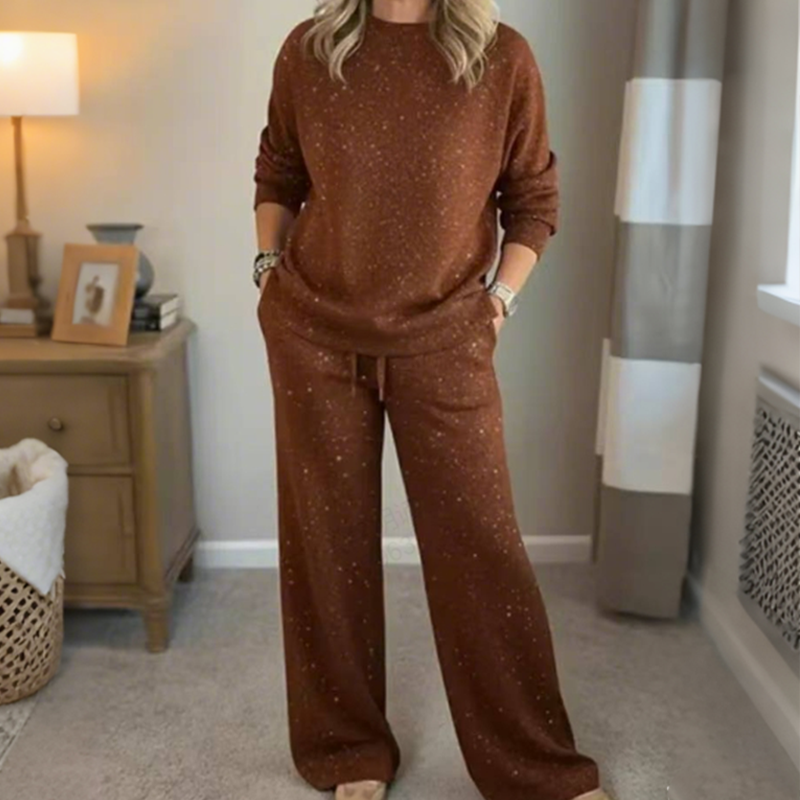 ✨💖 Set de Jersey y Pantalón de 2 Piezas con Purpurina – Elegante, Cómodo y Brillante ✨