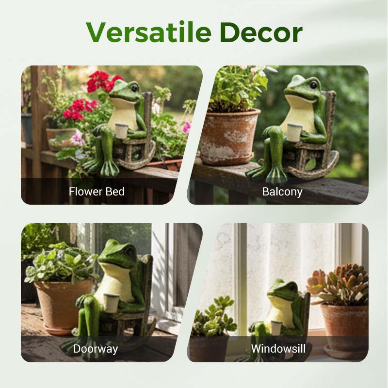 🐸🌞 ¡50% OFF! Adorno de Silla Mecedora con Rana Solar – Se Mueve con la Luz, Decoración Divertida y Ecológica ✨