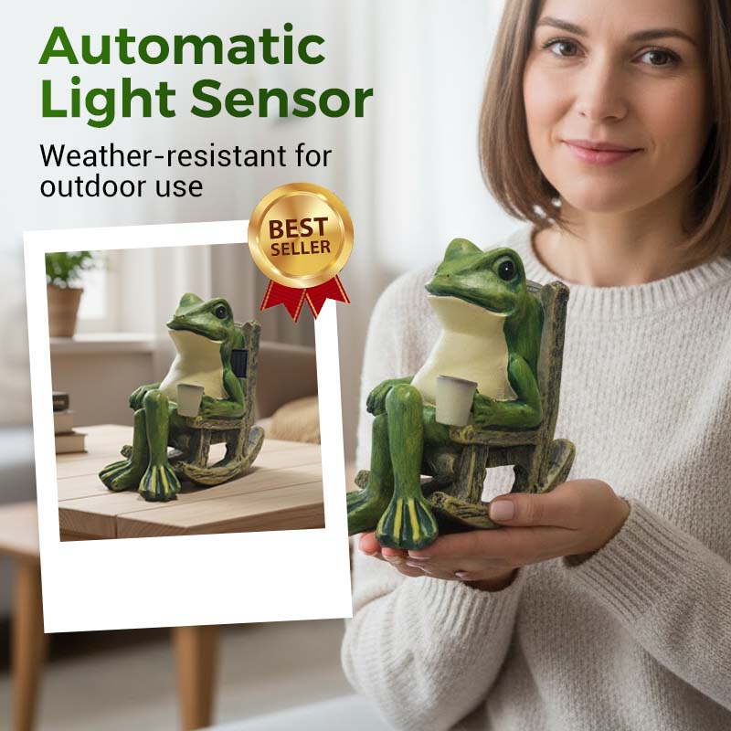 🐸🌞 ¡50% OFF! Adorno de Silla Mecedora con Rana Solar – Se Mueve con la Luz, Decoración Divertida y Ecológica ✨