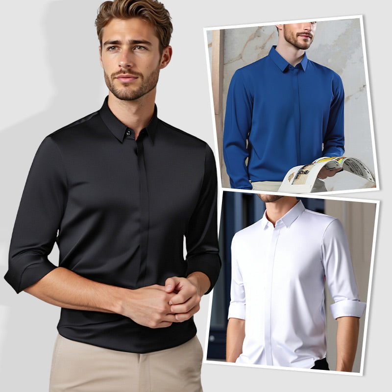 🔥 50% DE DESCUENTO 🔥 Camisa de Vestir Elástica para Hombre – Sin Arrugas, Estilo y Comodidad Todo el Día 👔✨