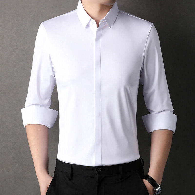 🔥 50% DE DESCUENTO 🔥 Camisa de Vestir Elástica para Hombre – Sin Arrugas, Estilo y Comodidad Todo el Día 👔✨