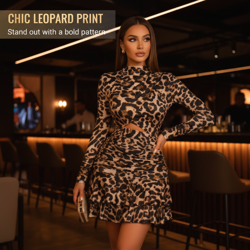 🐆 Falda con Volantes y Estampado de Leopardo para Mujer – Suave, Salvaje y Elegante ✨💃