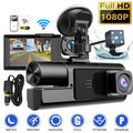 🚗🎥 ¡50% DE DESCUENTO! Dash Cam 3 Cámaras 1080P HD – Frontal + Interior + Trasera con Reversa 🔥