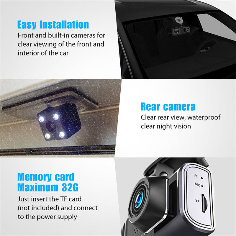 🚗🎥 ¡50% DE DESCUENTO! Dash Cam 3 Cámaras 1080P HD – Frontal + Interior + Trasera con Reversa 🔥