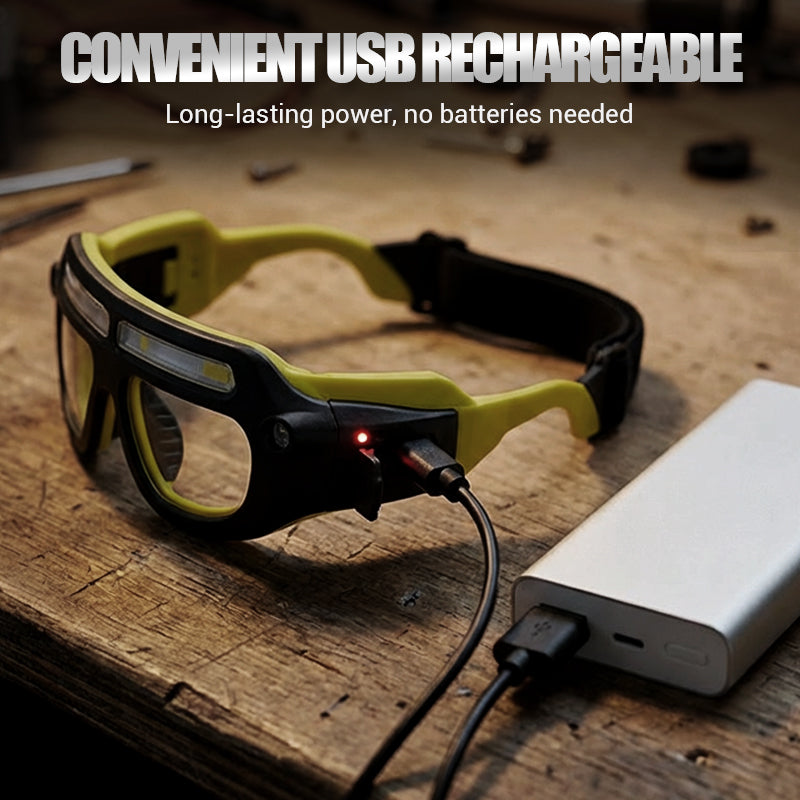 🛡️🔦 Gafas de Protección con Luz LED – Seguridad y Visión Precisa para Todo Tipo de Trabajo ✨