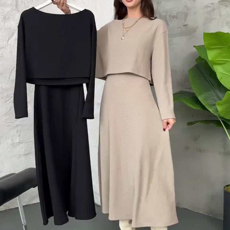 ✨ Conjunto de Punto de 2 Piezas para Mujer   Vestido Midi sin Mangas + Top Corto · Elegante y Moderno 👗