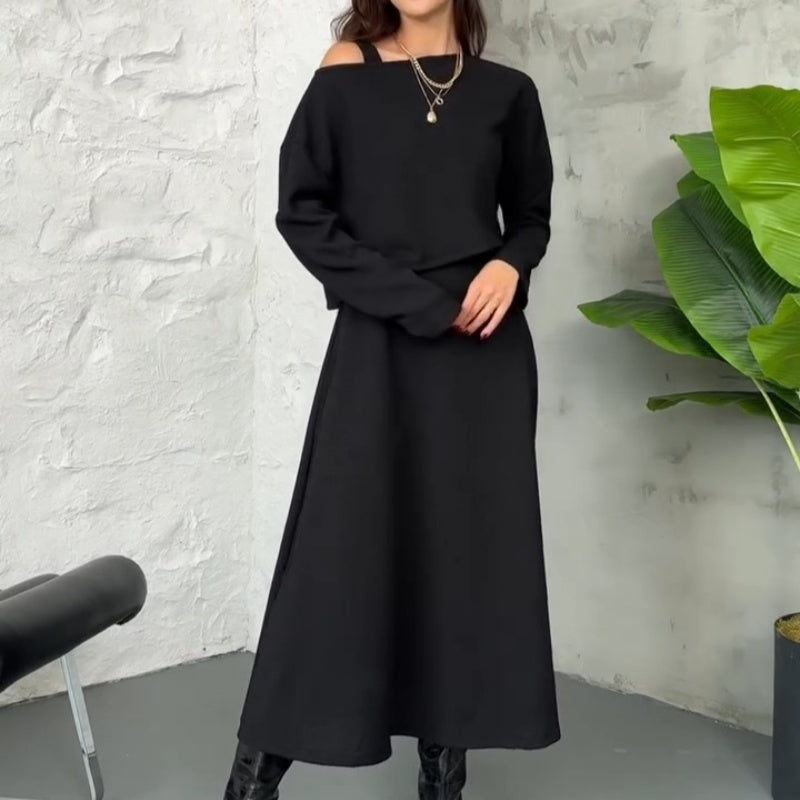 ✨ Conjunto de Punto de 2 Piezas para Mujer   Vestido Midi sin Mangas + Top Corto · Elegante y Moderno 👗