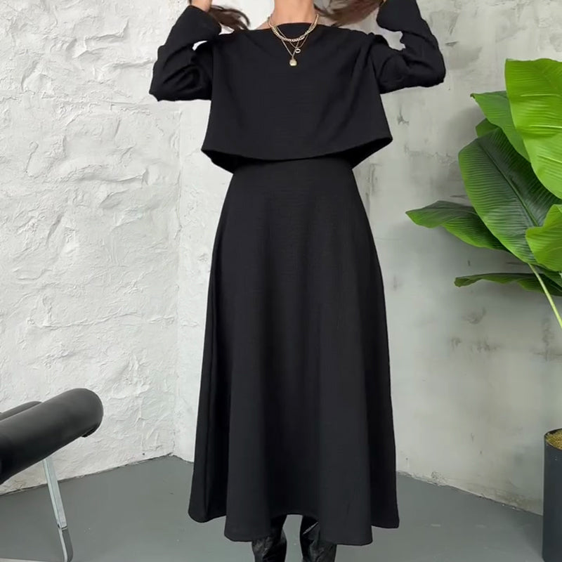 ✨ Conjunto de Punto de 2 Piezas para Mujer   Vestido Midi sin Mangas + Top Corto · Elegante y Moderno 👗