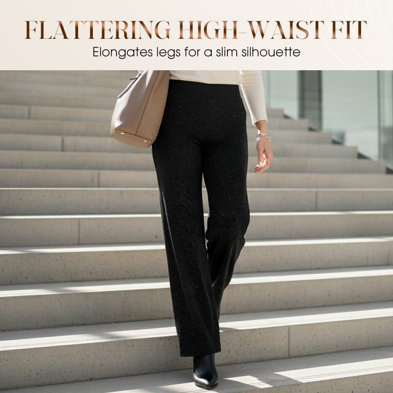 ✨🔥 ¡50% OFF por Tiempo Limitado! Pantalones de Tiro Alto con Pierna Recta y Brillo – Elegantes y Cómodos 👖✨