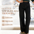 ✨🔥 ¡50% OFF por Tiempo Limitado! Pantalones de Tiro Alto con Pierna Recta y Brillo – Elegantes y Cómodos 👖✨