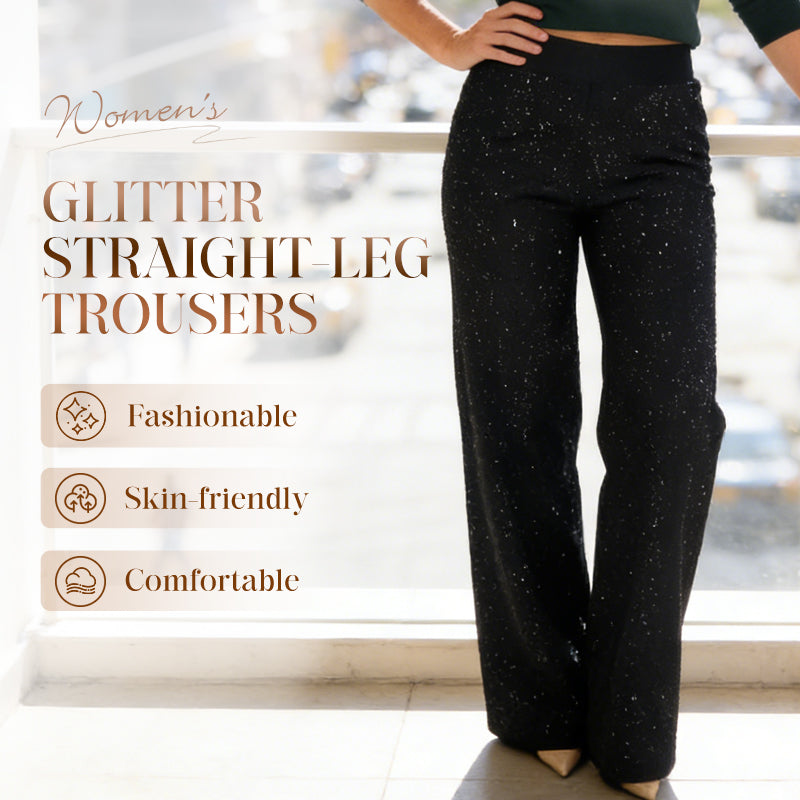 ✨🔥 ¡50% OFF por Tiempo Limitado! Pantalones de Tiro Alto con Pierna Recta y Brillo – Elegantes y Cómodos 👖✨