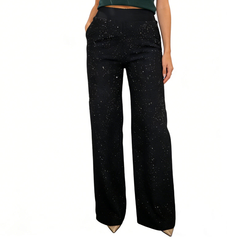 ✨🔥 ¡50% OFF por Tiempo Limitado! Pantalones de Tiro Alto con Pierna Recta y Brillo – Elegantes y Cómodos 👖✨
