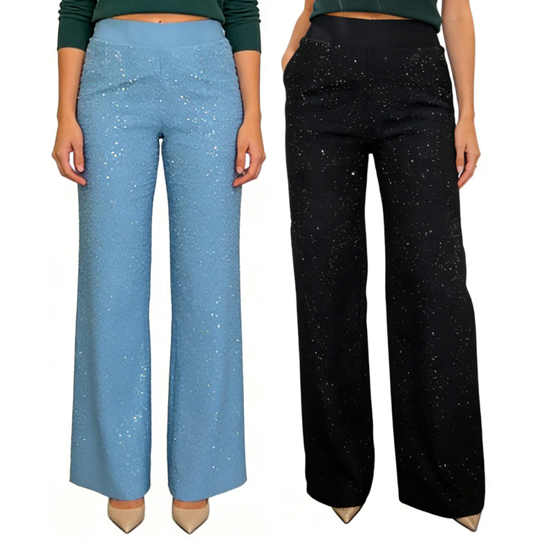 ✨🔥 ¡50% OFF por Tiempo Limitado! Pantalones de Tiro Alto con Pierna Recta y Brillo – Elegantes y Cómodos 👖✨