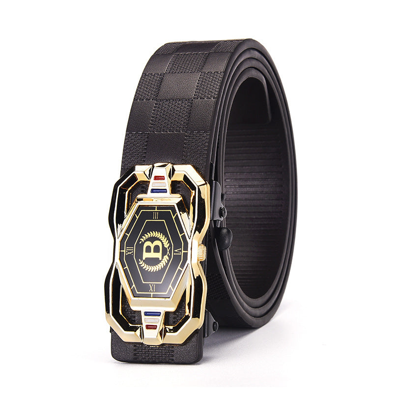 🐊✨ Cinturón de Piel para Hombre con Estampado Tipo Cocodrilo – Hebilla Automática y Piel de Vacuno