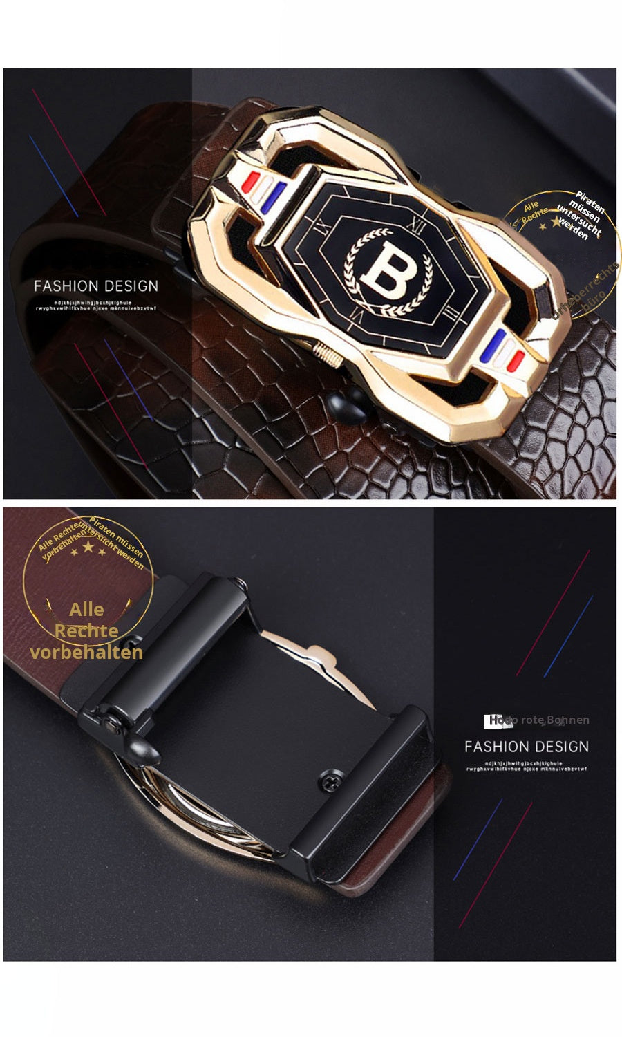 🐊✨ Cinturón de Piel para Hombre con Estampado Tipo Cocodrilo – Hebilla Automática y Piel de Vacuno