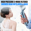 🚿 Cabezal de Ducha Filtrado de Alta Presión con 5 Modos   Incluye Manguera y Base – Agua Potente y Suave 💦✨