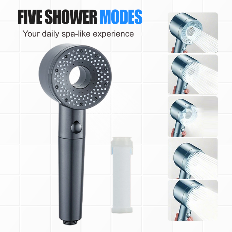 🚿 Cabezal de Ducha Filtrado de Alta Presión con 5 Modos   Incluye Manguera y Base – Agua Potente y Suave 💦✨