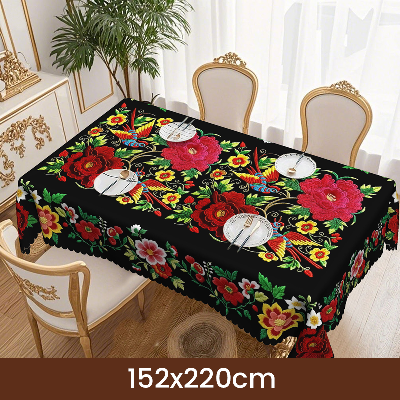 🔥 50% DE DESCUENTO 🔥 Mantel Floral Mexicano con Borde Esconjado – Elegancia y Tradición en tu Mesa 🌸🌿
