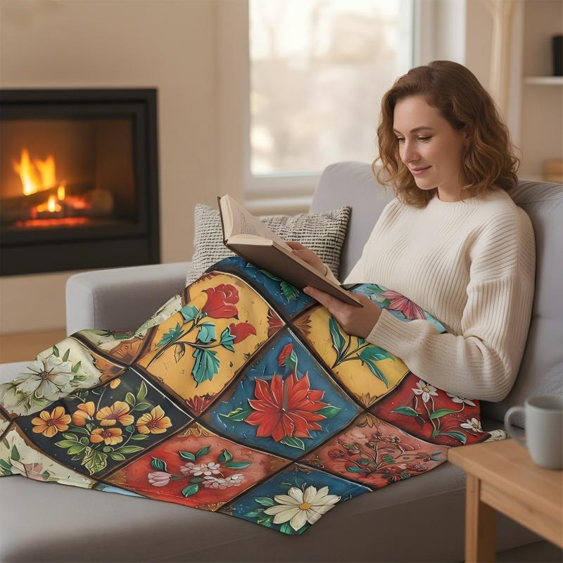 🔥 50% DE DESCUENTO 🔥 Manta de Franela Suave con Estampado de Flores – Ultra Cómoda y Decorativa para tu Hogar 🌸✨
