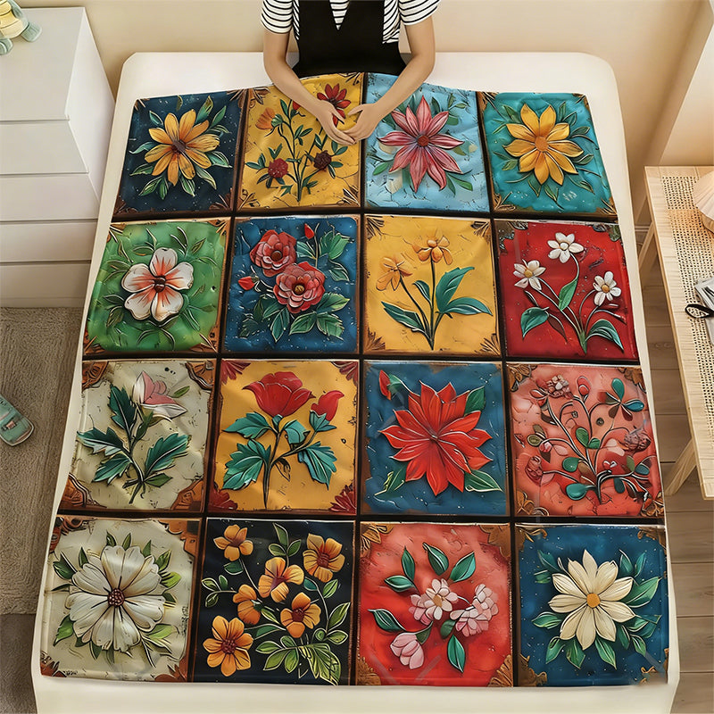 🔥 50% DE DESCUENTO 🔥 Manta de Franela Suave con Estampado de Flores – Ultra Cómoda y Decorativa para tu Hogar 🌸✨