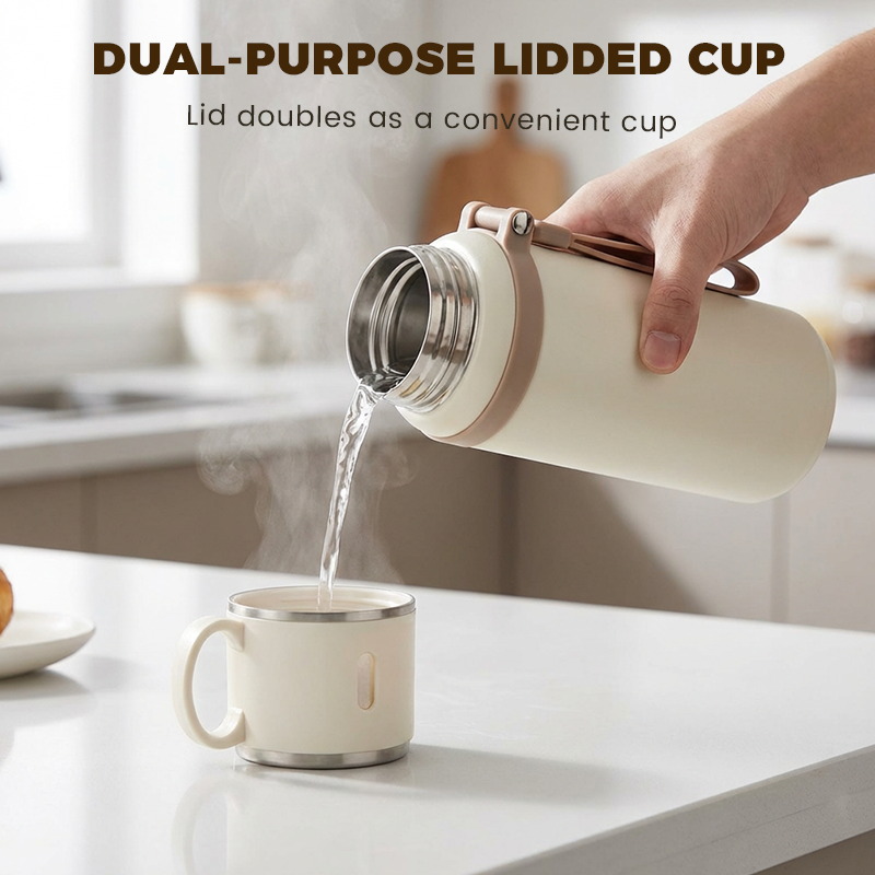 ☕🌟 Botella de Acero Inoxidable con Aislamiento al Vacío y Taza con Tapa – Mantén tus Bebidas a la Temperatura Ideal por Más Tiempo 🧊🔥