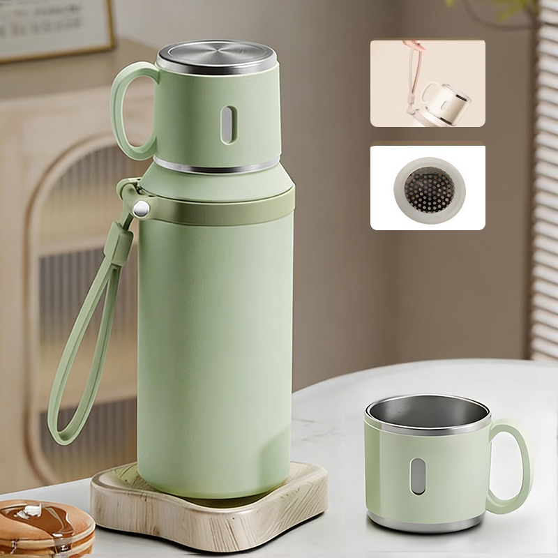 ☕🌟 Botella de Acero Inoxidable con Aislamiento al Vacío y Taza con Tapa – Mantén tus Bebidas a la Temperatura Ideal por Más Tiempo 🧊🔥