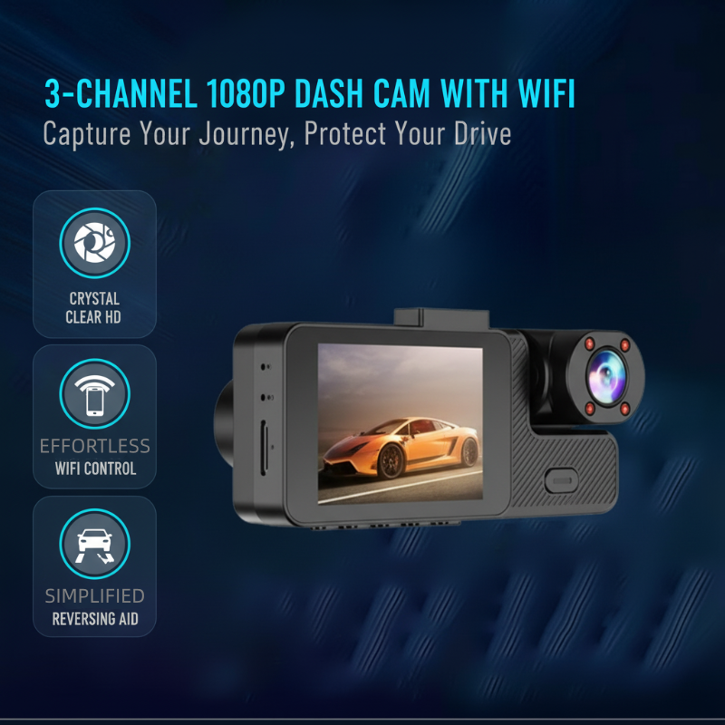 ⏰🔥 ¡50% DE DESCUENTO POR TIEMPO LIMITADO! 🚗📸 Sistema de 3 Cámaras para Auto – Cobertura Total 120° y Grabación Fácil sin Sacar la Tarjeta 🛡️✨