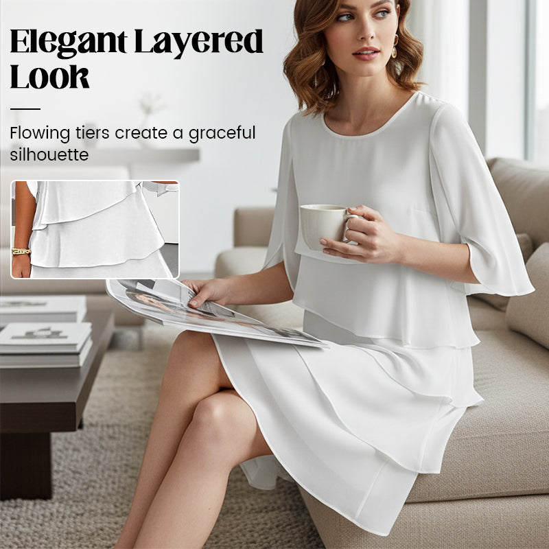 ✨ Elegante Vestido Laminado con Mangas de Volantes para Mujer – Estilo Sofisticado y Confortable para Cualquier Ocasión 💃🌟