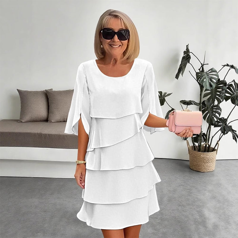 ✨ Elegante Vestido Laminado con Mangas de Volantes para Mujer – Estilo Sofisticado y Confortable para Cualquier Ocasión 💃🌟