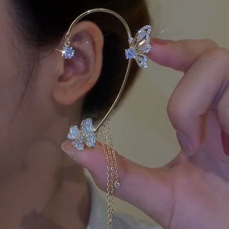 💕 Pendientes de Clip Sencillos con Motivo de Mariposa y Flor – Elegantes, Cómodos y Sin Necesidad de Perforación 🌸🦋
