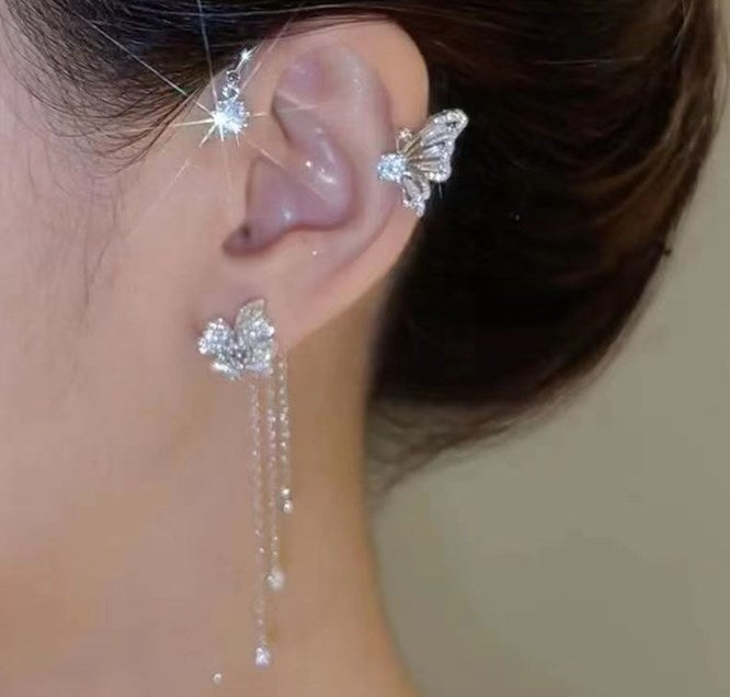 💕 Pendientes de Clip Sencillos con Motivo de Mariposa y Flor – Elegantes, Cómodos y Sin Necesidad de Perforación 🌸🦋