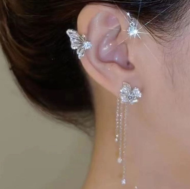 💕 Pendientes de Clip Sencillos con Motivo de Mariposa y Flor – Elegantes, Cómodos y Sin Necesidad de Perforación 🌸🦋