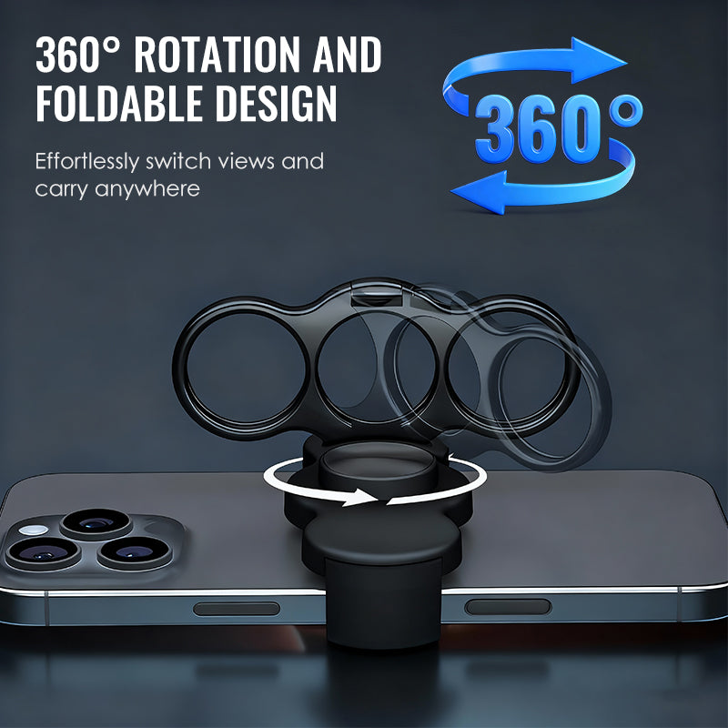 🔥 ¡50% DE DESCUENTO HOY! 🔥 Soporte de Clip Trasero 3 Dedos con Doble Anillo 📱✨ Agarre Seguro • Giro 360° • Más Comodidad y Estabilidad para tu Celular 💪😎