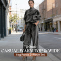 🔥 50% DE DESCUENTO 🔥 Conjunto de Dos Piezas para Mujer – Top Casual y Pantalones de Pierna Ancha 👖💃 Comodidad y Estilo en Uno ✨