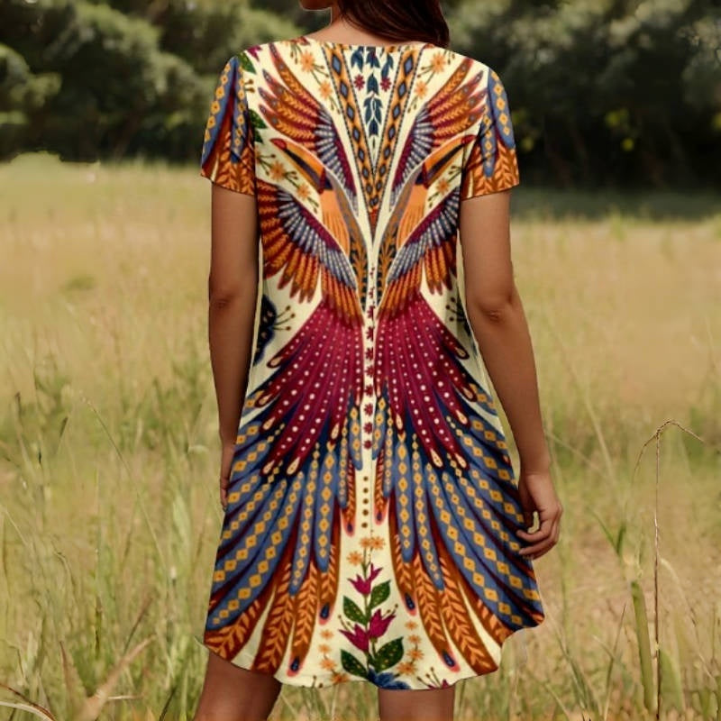 🌸 Vestido Floral de Mujer con Manga Corta – Fresco, Elegante y Perfecto para el Verano ☀️👗