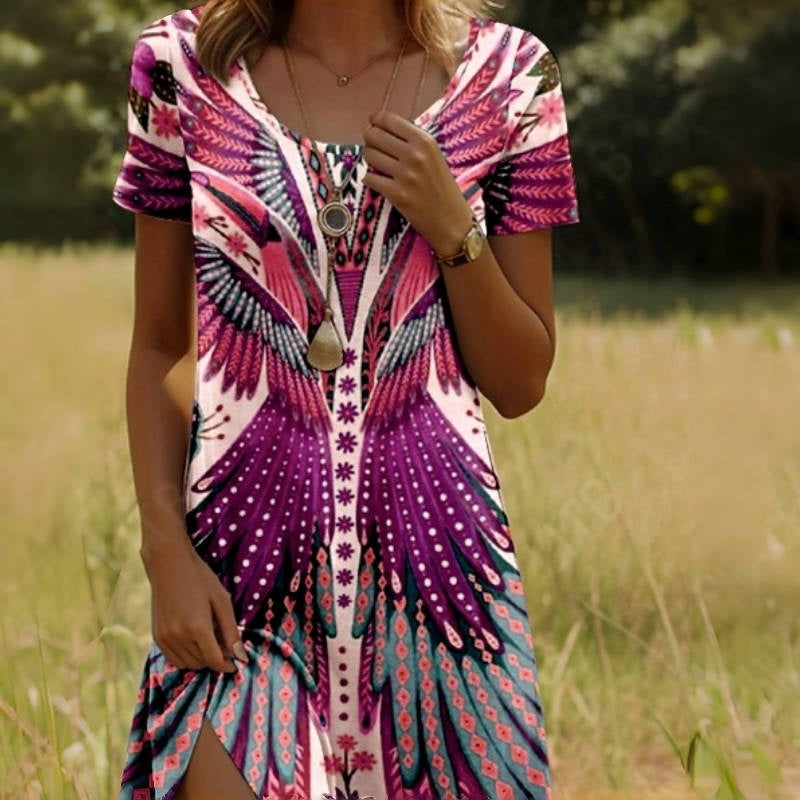 🌸 Vestido Floral de Mujer con Manga Corta – Fresco, Elegante y Perfecto para el Verano ☀️👗