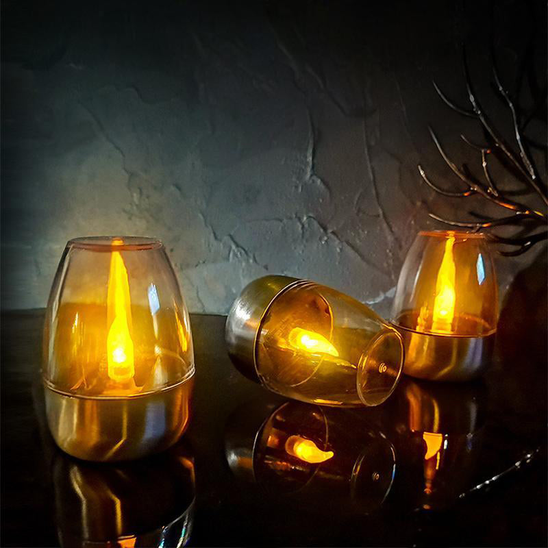 🕯️ Paquete de 6 Lámparas de Mesa LED Solares – Sin Llama, Resistentes al Agua y con Encendido Automático 🌙✨