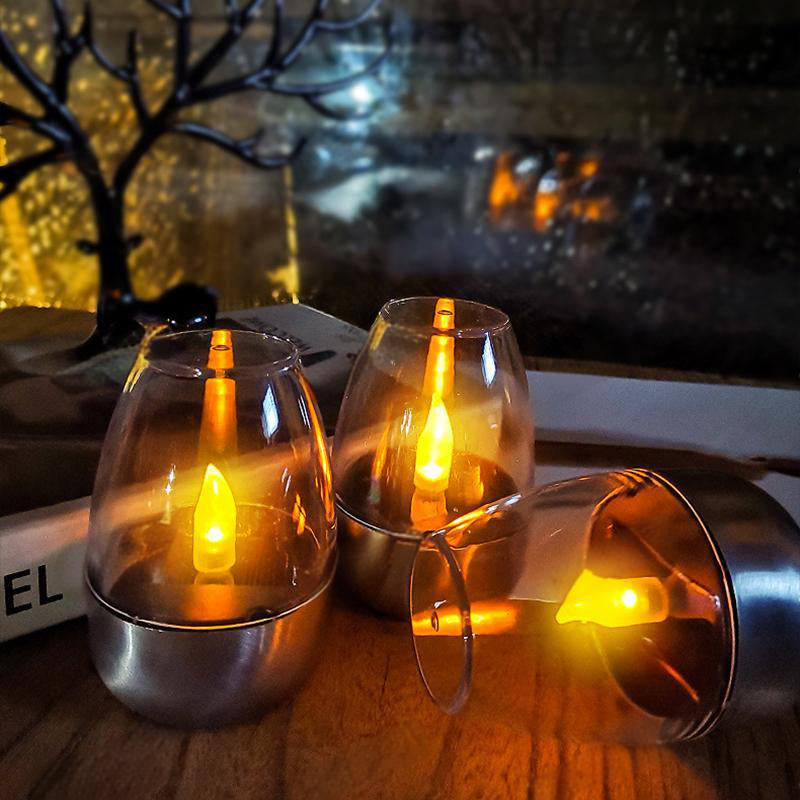 🕯️ Paquete de 6 Lámparas de Mesa LED Solares – Sin Llama, Resistentes al Agua y con Encendido Automático 🌙✨