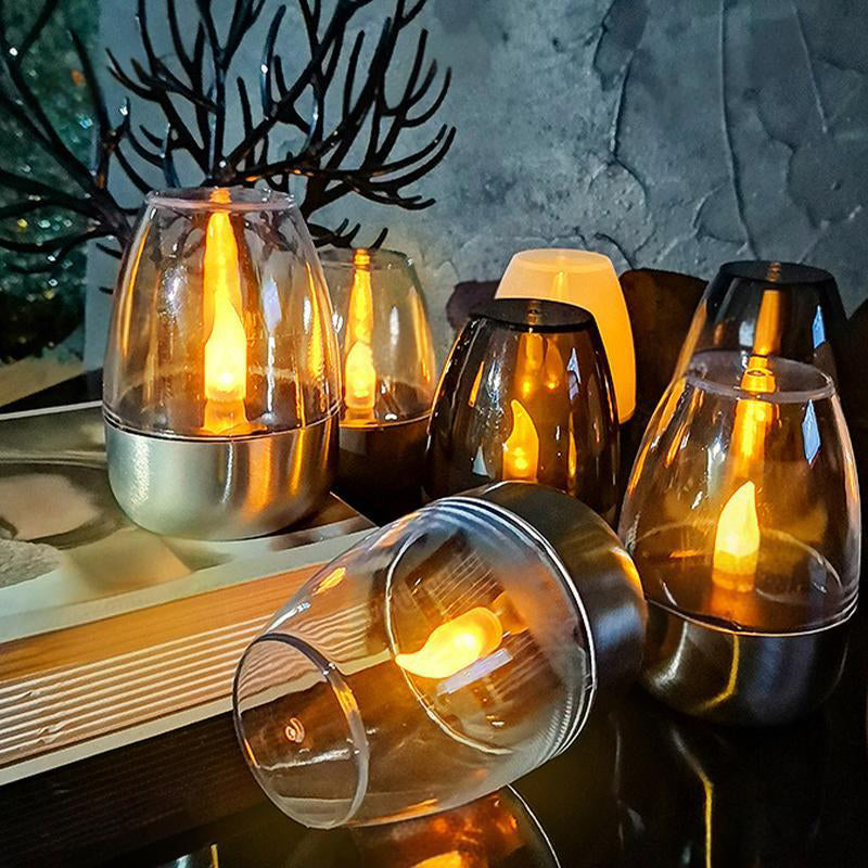 🕯️ Paquete de 6 Lámparas de Mesa LED Solares – Sin Llama, Resistentes al Agua y con Encendido Automático 🌙✨