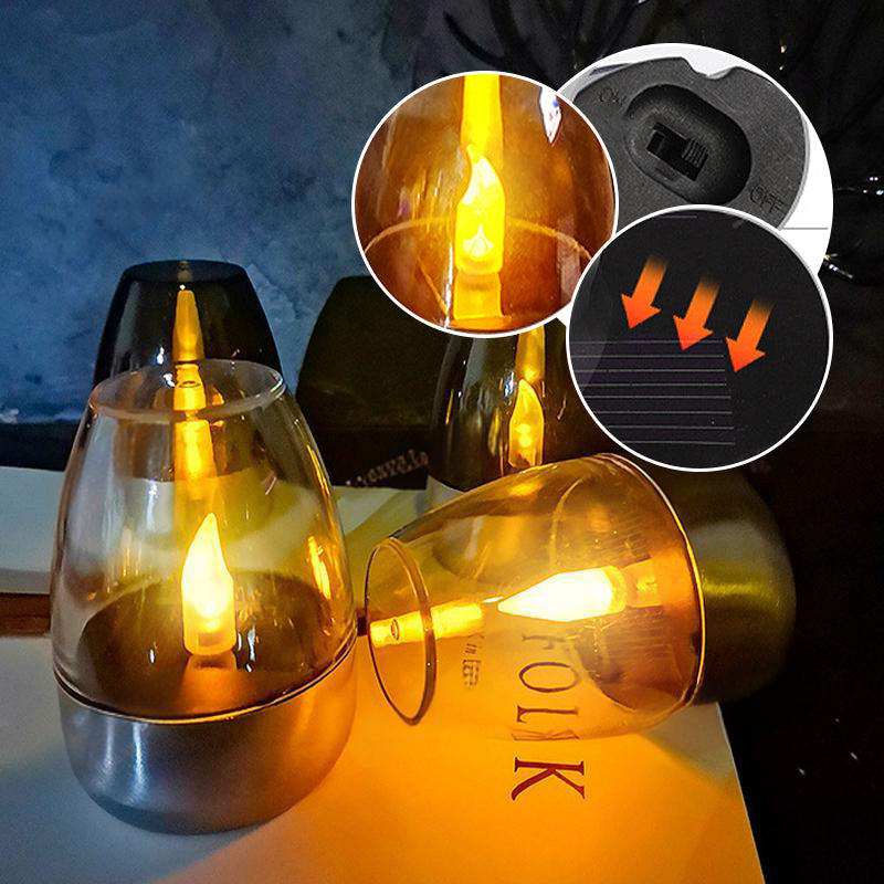 🕯️ Paquete de 6 Lámparas de Mesa LED Solares – Sin Llama, Resistentes al Agua y con Encendido Automático 🌙✨