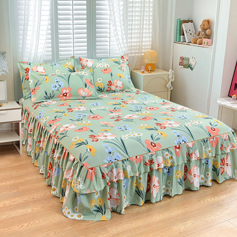 🛏️✨ Juego de Falda de Cama de 3 Piezas con Volantes – Elegancia y Comodidad para tu Dormitorio 🌸💖🛌