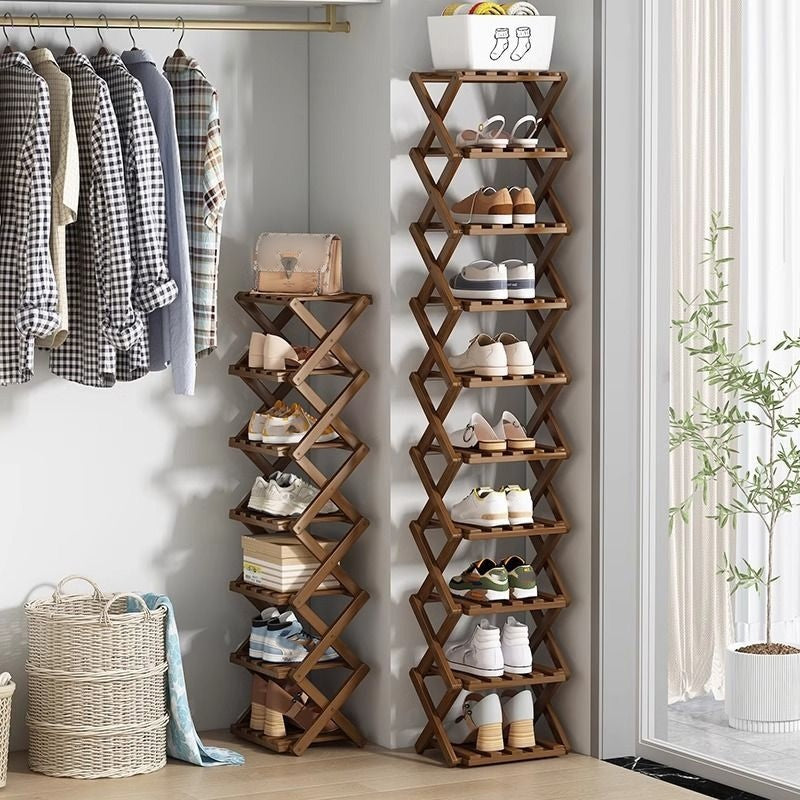 👟⚡ Organiza todos tus zapatos sin esfuerzo – Estante de bambú fuerte y plegable 😍🛒