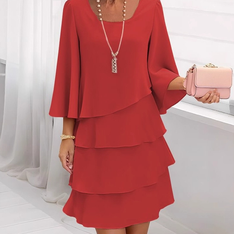 💃✨ Vestido de Mujer con Volantes Escalonados y Mangas Acampanadas – Estilo y Elegancia para Cada Ocasión 🌸👗