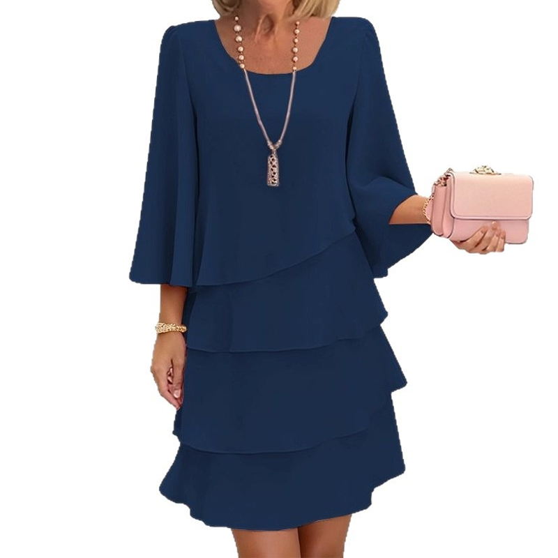 💃✨ Vestido de Mujer con Volantes Escalonados y Mangas Acampanadas – Estilo y Elegancia para Cada Ocasión 🌸👗