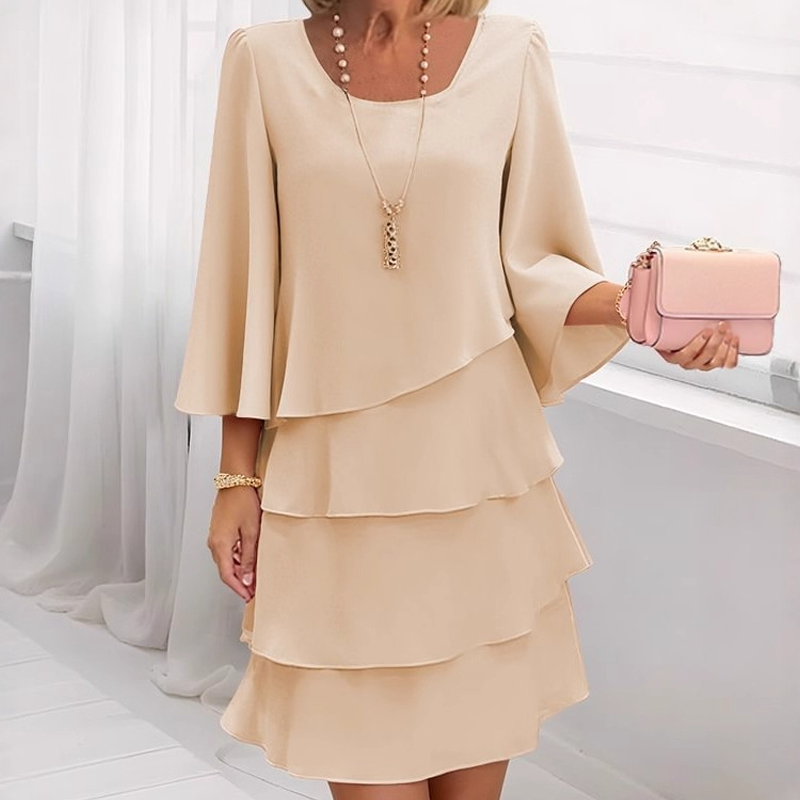💃✨ Vestido de Mujer con Volantes Escalonados y Mangas Acampanadas – Estilo y Elegancia para Cada Ocasión 🌸👗