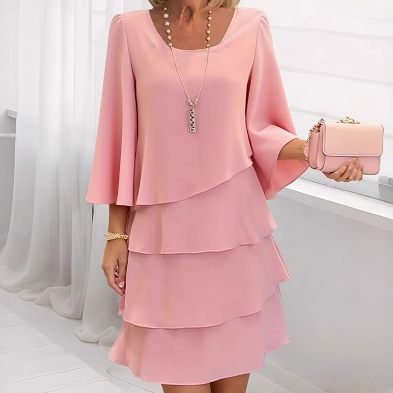 💃✨ Vestido de Mujer con Volantes Escalonados y Mangas Acampanadas – Estilo y Elegancia para Cada Ocasión 🌸👗